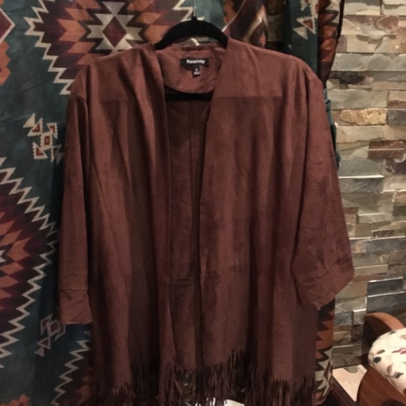 Relativity Jackets & Blazers - Relatively Faux Suede Fringe Jacket